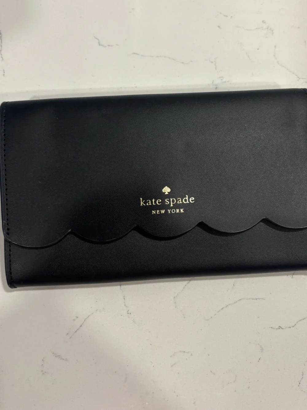 Kate Spade black scallop-edge leather purse